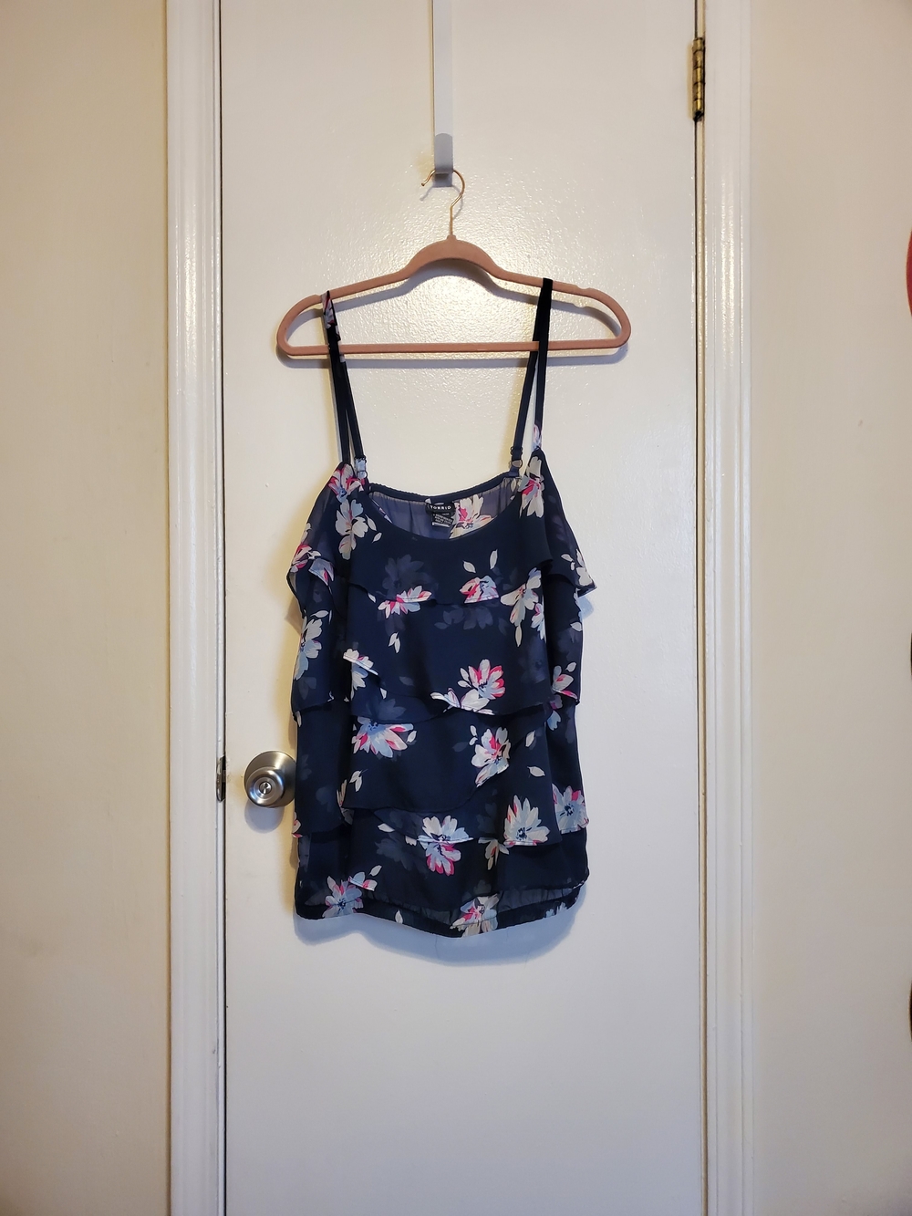 Torrid Floral Ruffle Tiered Camisole Top - Navy